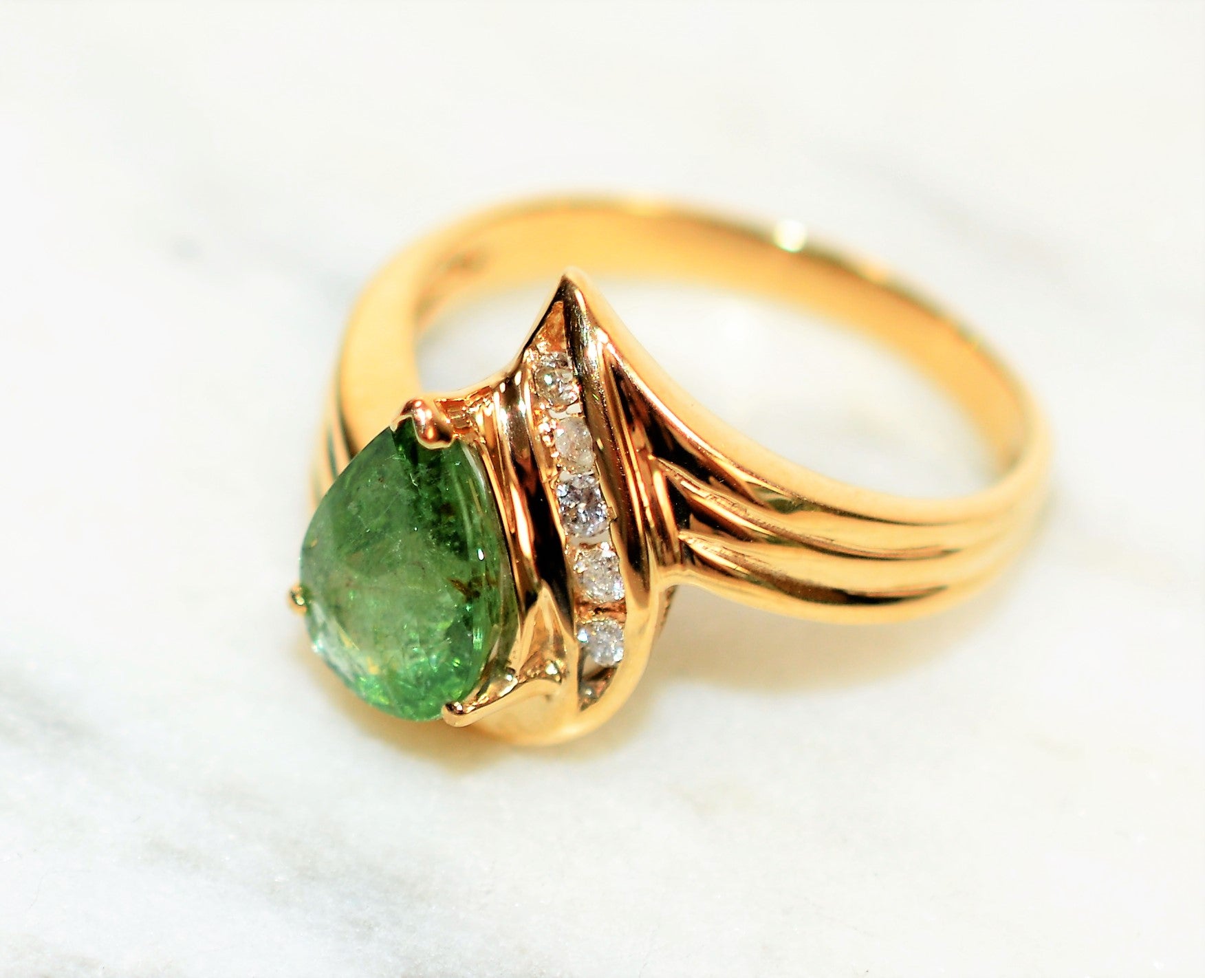 Natural Paraiba Tourmaline & Diamond Ring 14K Solid Gold 1.61tcw Gemstone Ring Womens Ring Statement Ring Cocktail Ring Vintage Fine Jewelry