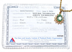 Certified Natural Paraiba Tourmaline & Diamond Necklace 14K Solid Gold 2.32tcw Pendant Necklace Paraiba Necklace Tourmaline Necklace Estate