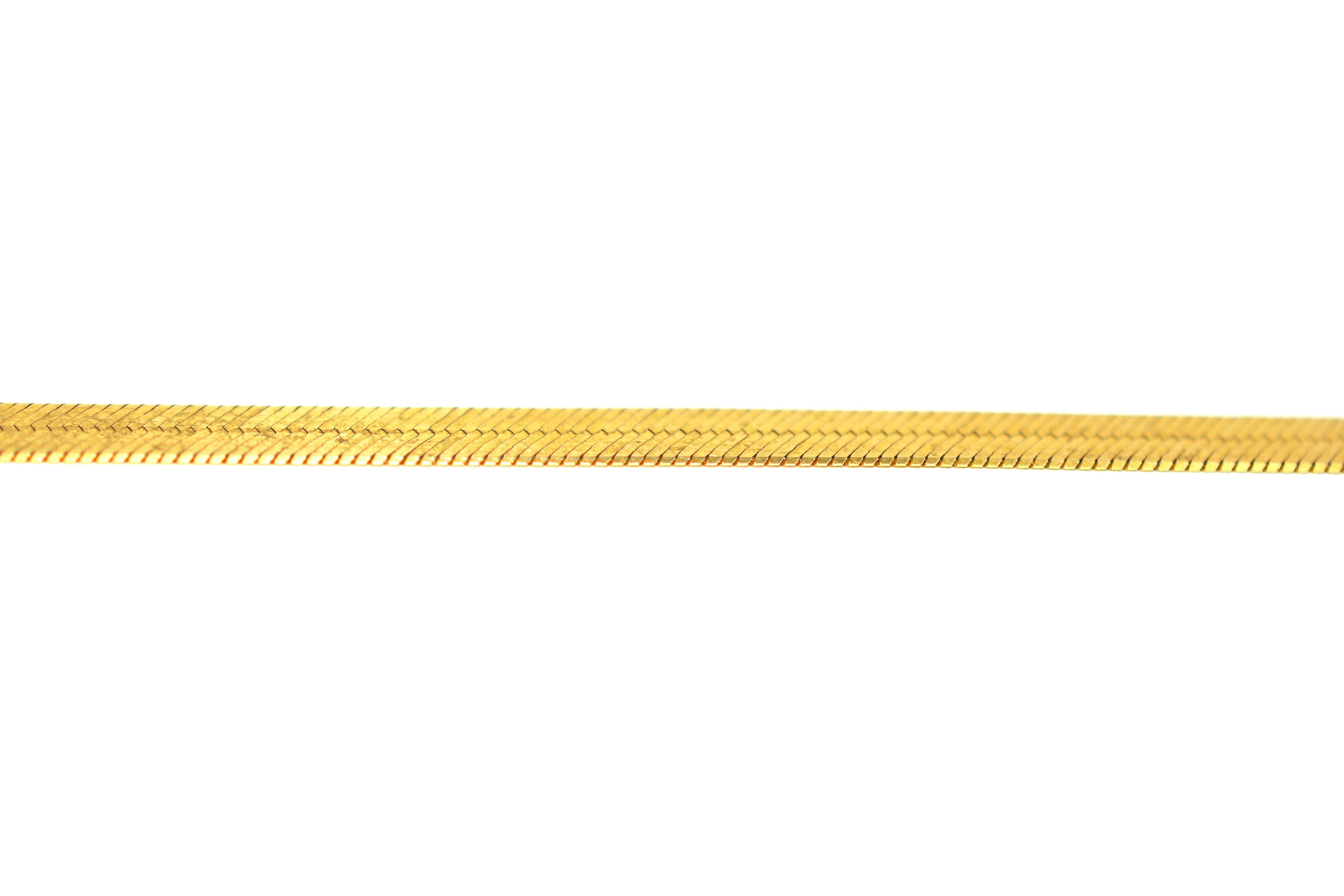 14K Solid Gold Herringbone Chain Necklace Gold Necklace Gold Chain Unisex Necklace Snake Chain Necklace Flat Chain Necklace Vintage Jewelry