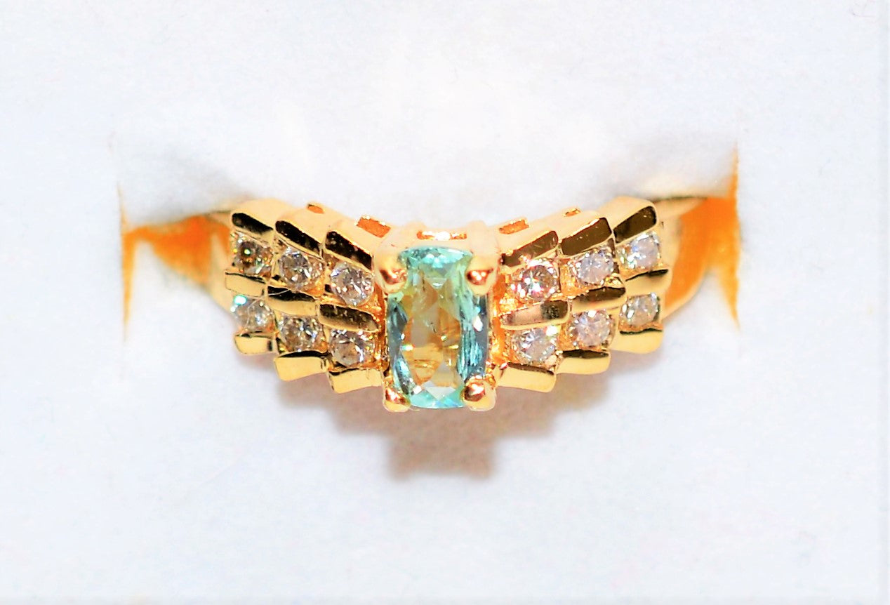 Natural Paraiba Tourmaline & Diamond Ring 14K Solid Gold .67tcw Pave Cluster Women's Fine Jewelry Estate Ring Gemstone Jewellery