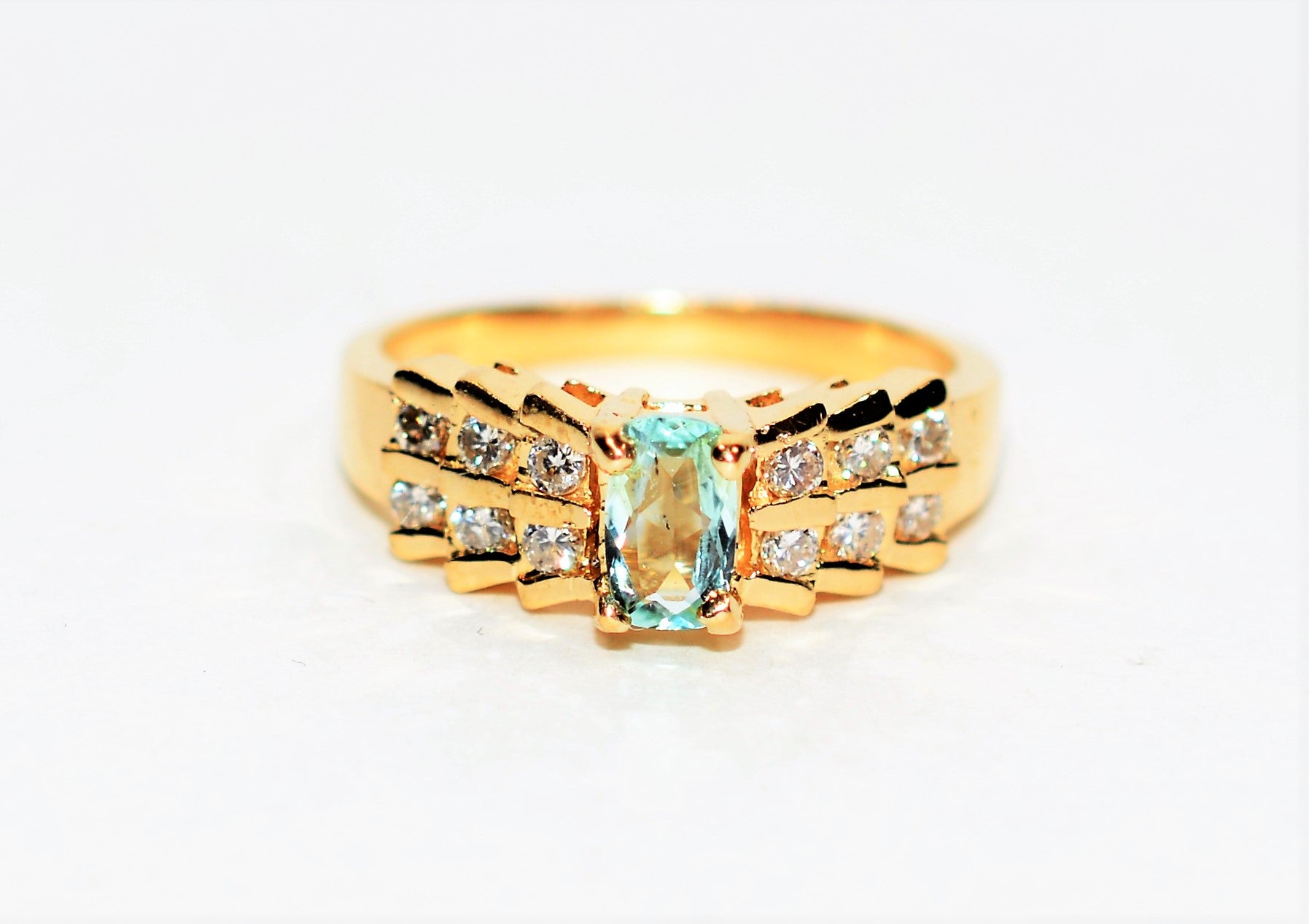 Natural Paraiba Tourmaline & Diamond Ring 14K Solid Gold .76tcw Pave Cluster Women's Fine Jewelry Estate Ring Gemstone Jewellery