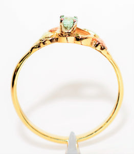 Natural Paraiba Tourmaline Ring 10K Solid Gold Black Hills Gold .15ct Heart Ring Gemstone Ring Solitaire Ring Ladies Ring Fine Jewelry