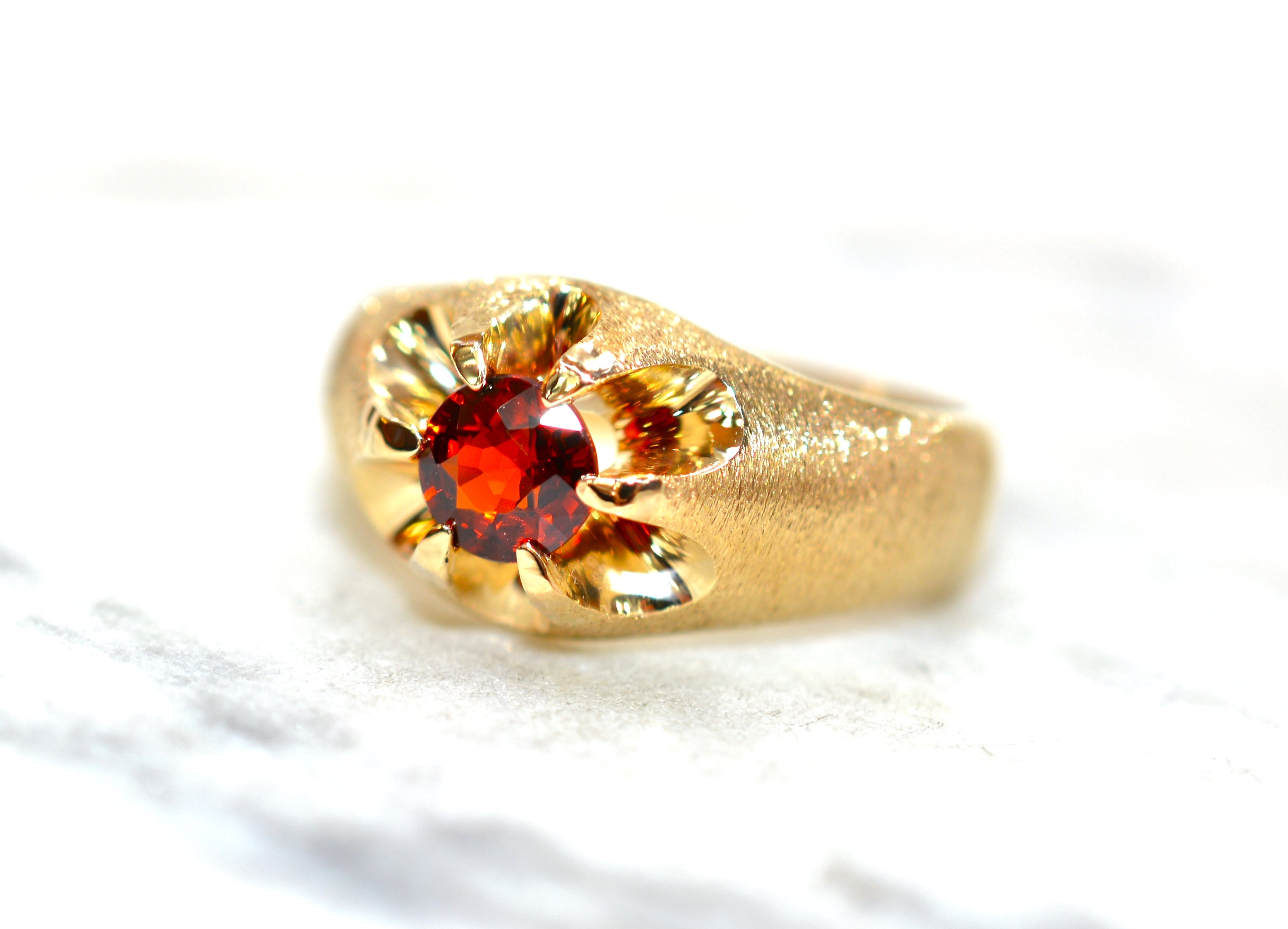 Natural Spessartine Mandarin Garnet Ring 10K Solid Gold .84ct Men's Ring Gemstone Ring Orange Ring Birthstone Ring Statement Ring Cocktail