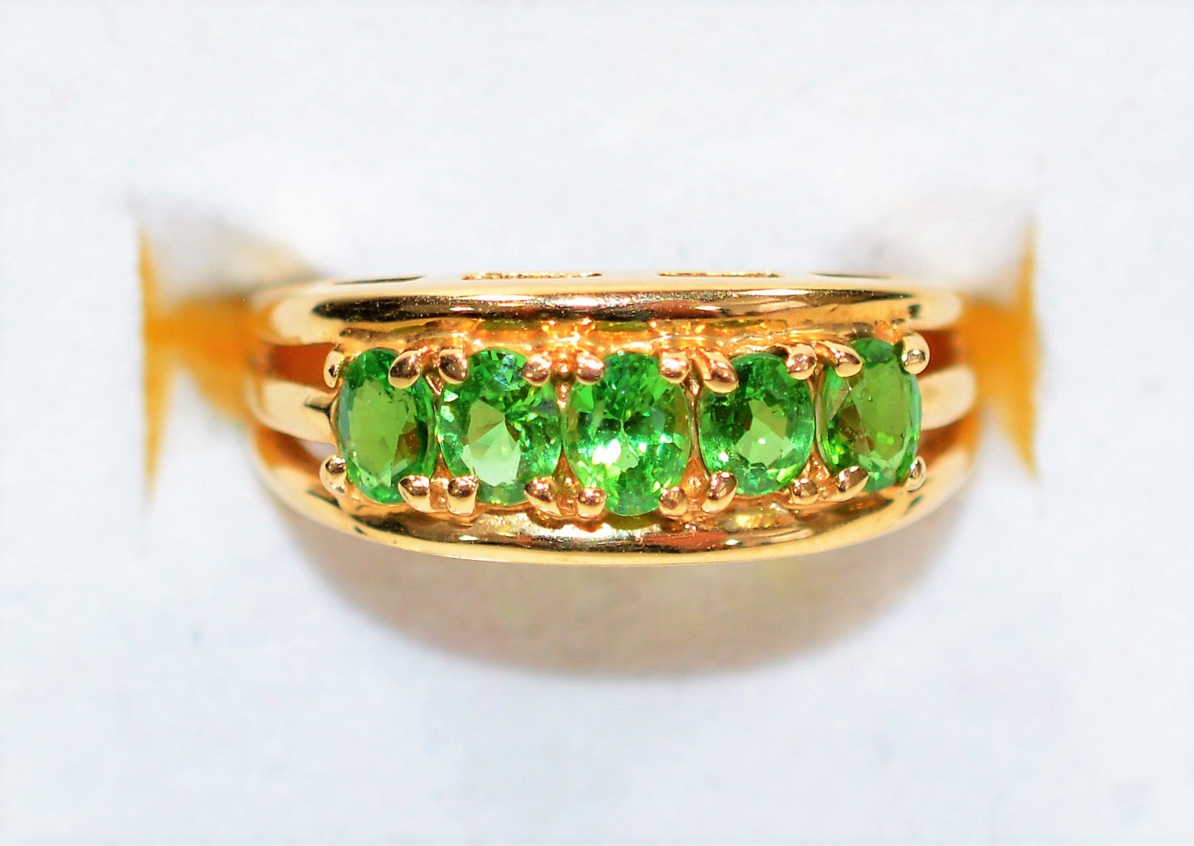 Natural Tsavorite Garnet Ring 14K Solid Gold 1.35tcw Multi-Stone Ring Cluster Ring Statement Ring Women's Ring Estate Jewelry Vintage Ring