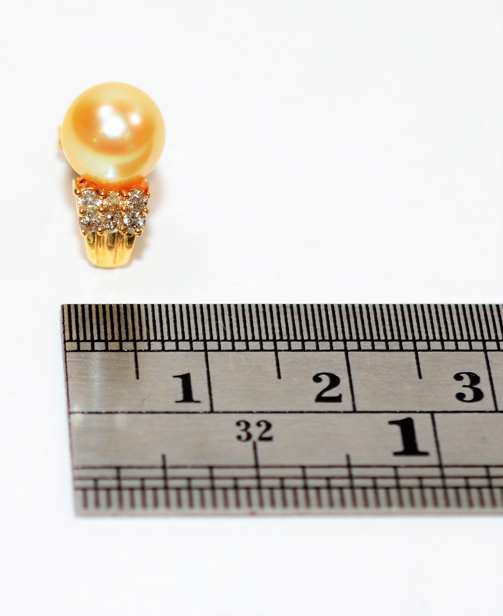 Natural South Sea Pearl & Diamond Earrings 14K Solid Gold .18tcw Cluster Earrings Stud Earrings Pearl Earrings Statement Women's Earrings