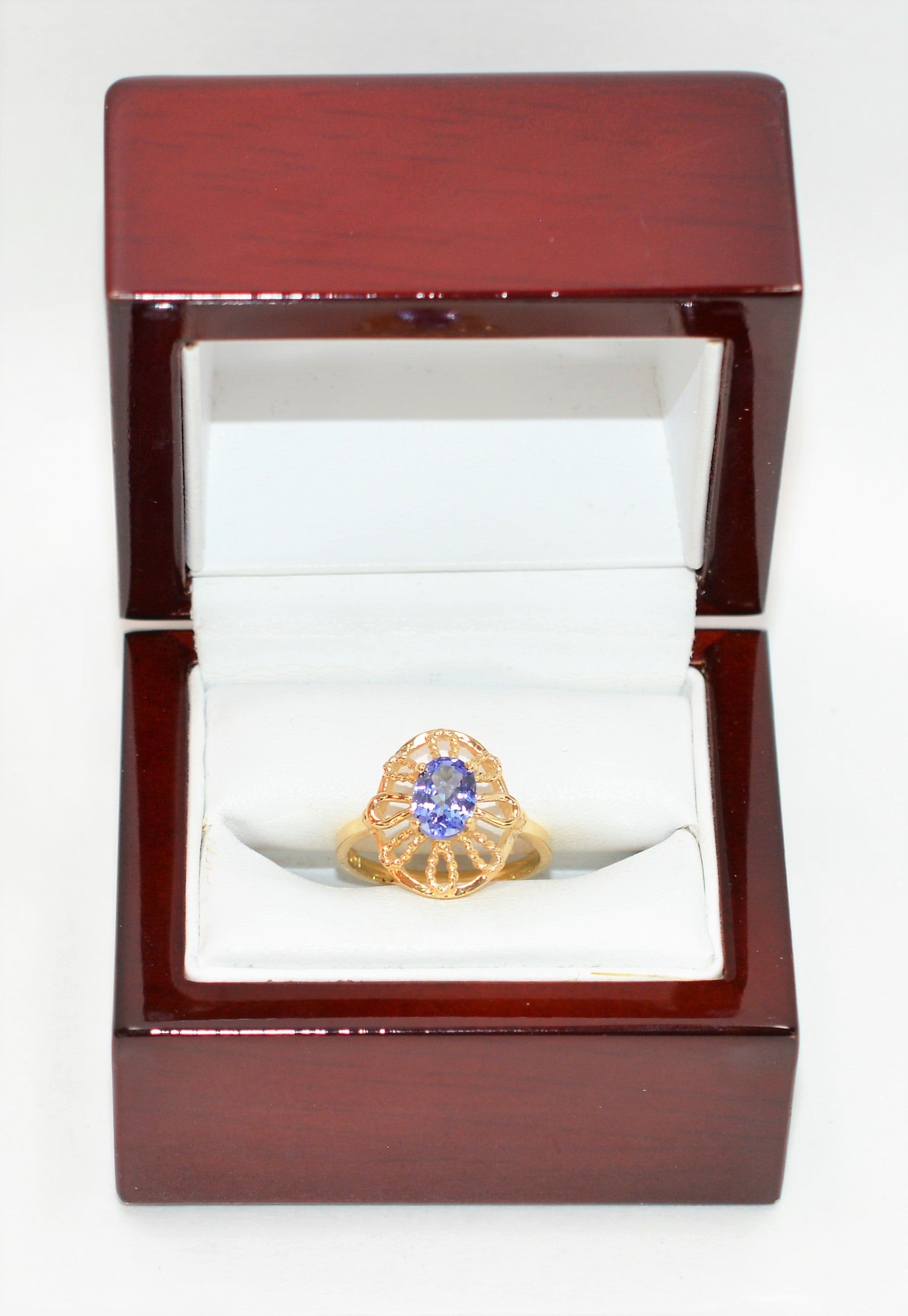 Natural Tanzanite Ring 14K Solid Gold .85ct Solitaire Ring Statement Ring Vintage Ring Gemstone Ring Women's Ring December Birthstone Ring