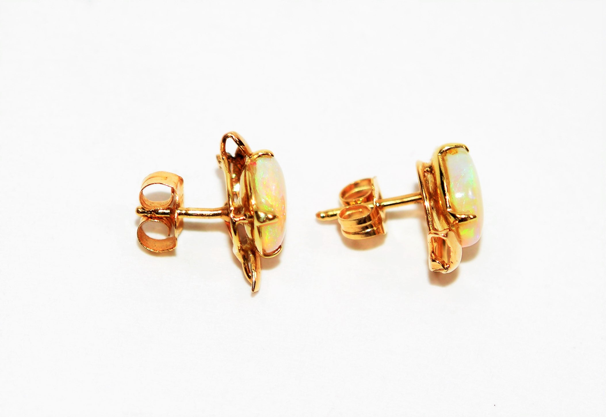 Natural Ethiopian Opal Earrings 14K Solid Gold 1.90tcw Solitaire Earrings Stud Earrings Gemstone Earrings Statement Earrings Womens Earrings