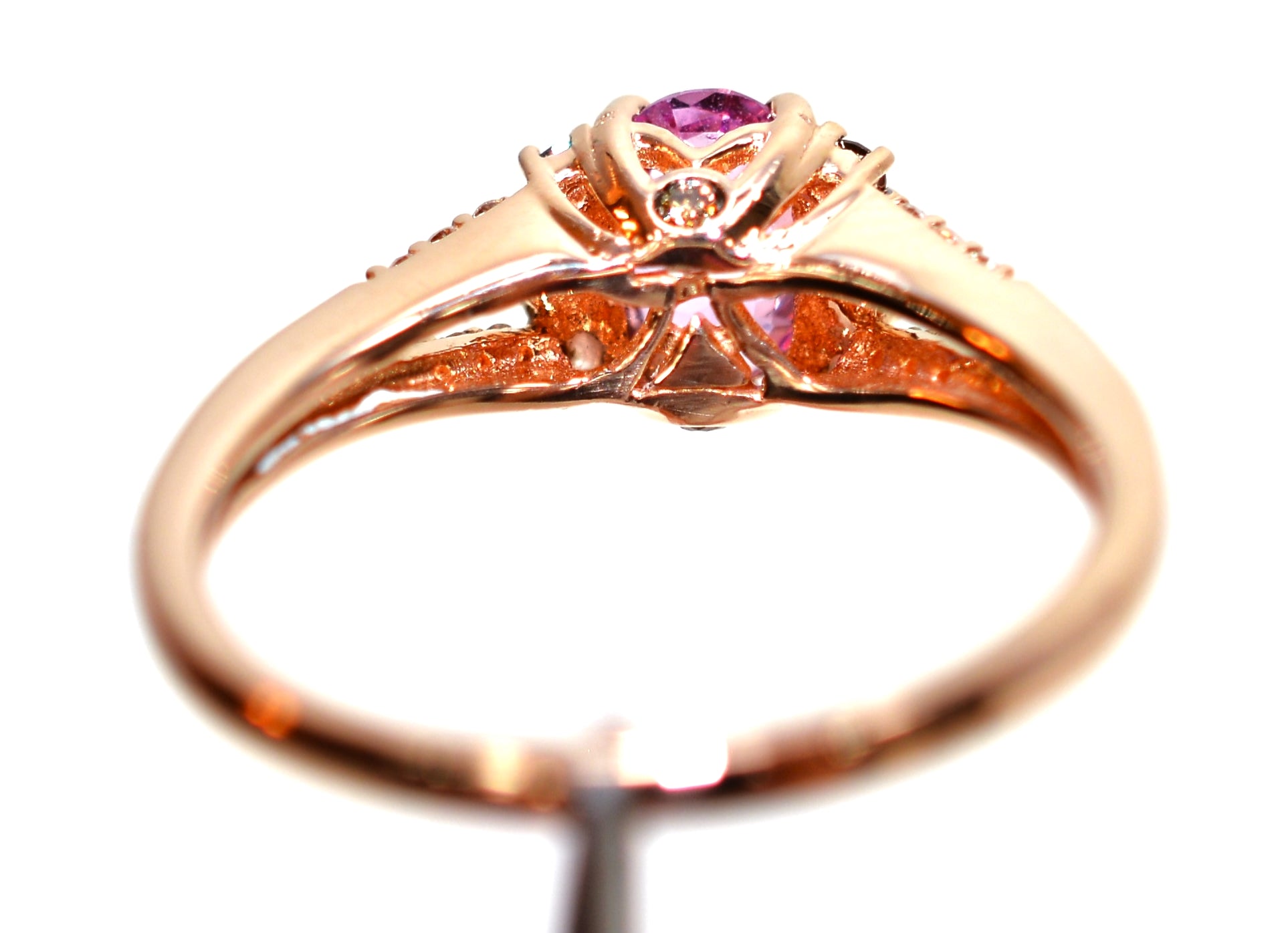LeVian Natural Padparadscha Sapphire & Chocolate Diamond Ring 14K Rose Gold Ring .93tcw Engagement Ring Sapphire Ring Pink Ring LeVian Ring