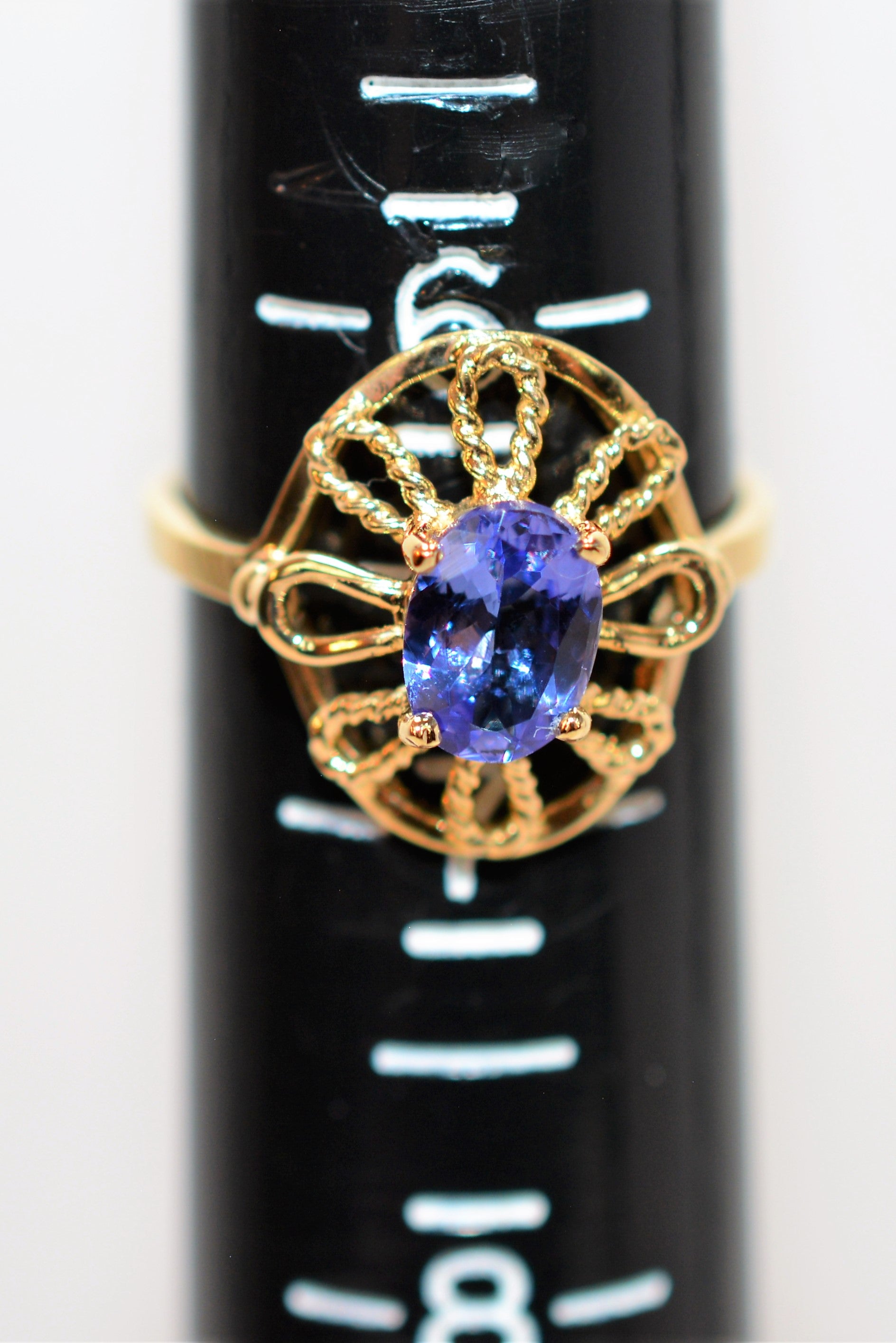 Natural Tanzanite Ring 14K Solid Gold .85ct Solitaire Ring Statement Ring Vintage Ring Gemstone Ring Women's Ring December Birthstone Ring