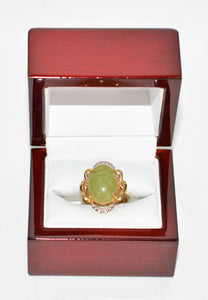 Natural Jade & Diamond Ring 10K Solid Gold 7.06tcw Green Ring Jade Ring Vintage Ring Cocktail Ring Statement Ring Estate Jewelry Jewellery