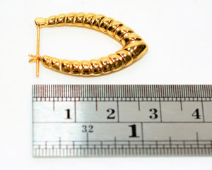14K Solid Gold 18.50mm Hoop Earrings Gold Earrings Gold Hoops Elongated Hoops Fine Jewelry Vintage Earrings Estate Jewellery Fine Statement