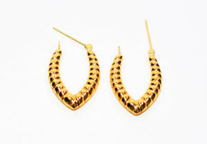 14K Solid Gold 18.50mm Hoop Earrings Gold Earrings Gold Hoops Elongated Hoops Fine Jewelry Vintage Earrings Estate Jewellery Fine Statement