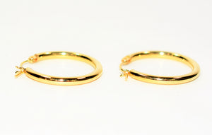 14kt Yellow Gold 2.50mm Shiny Fashion Classic Hoop Statement Women's Earrings.
