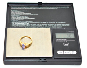 Effy Natural Tanzanite & Diamond Ring 14K Solid Gold 1.07tcw Gemstone Ring Birthstone Ring Flower Ring Engagement Ring Cocktail Ring Estate