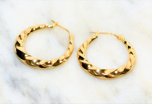 14K Solid Gold 23.50mm Hoop Earrings Gold Hoops Gold Earrings Statement Earrings Vintage Earrings Estate Earrings Vintage Jewelry Jewellery