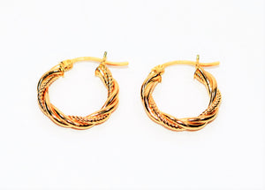 14K Solid Gold 20mm Hoop Earrings Gold Hoops Gold Earrings Double-Twist Earrings Statement Earrings Vintage Earrings Fine Estate Jewelry
