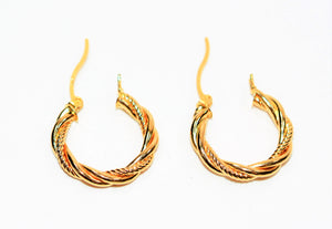 14K Solid Gold 20mm Hoop Earrings Gold Hoops Gold Earrings Double-Twist Earrings Statement Earrings Vintage Earrings Fine Estate Jewelry