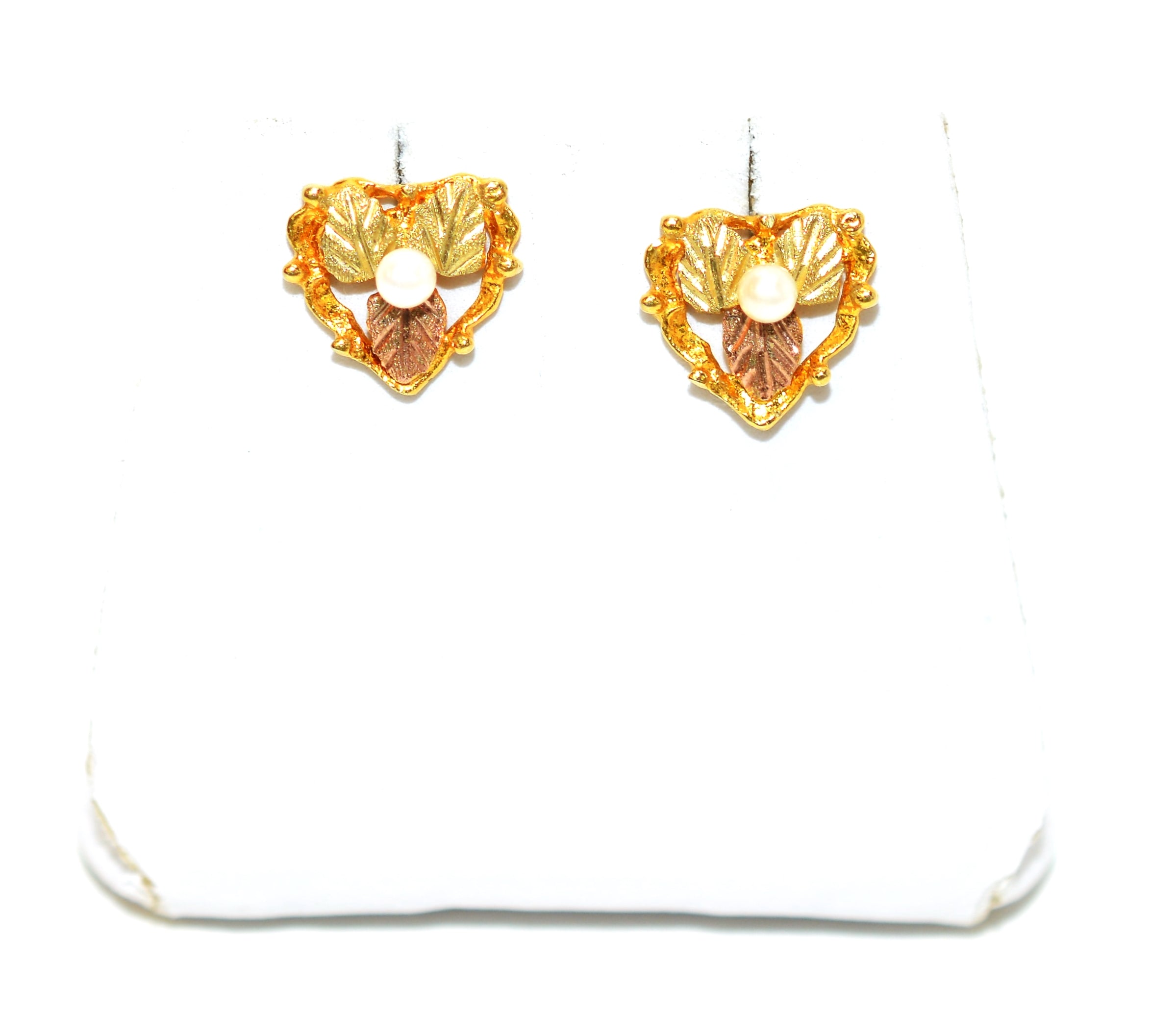 Natural Akoya Pearl Earrings 10K Solid Gold Black Hills Gold Earrings Solitaire Earrings Stud Earrings Vintage Earrings Black Hills Dakota