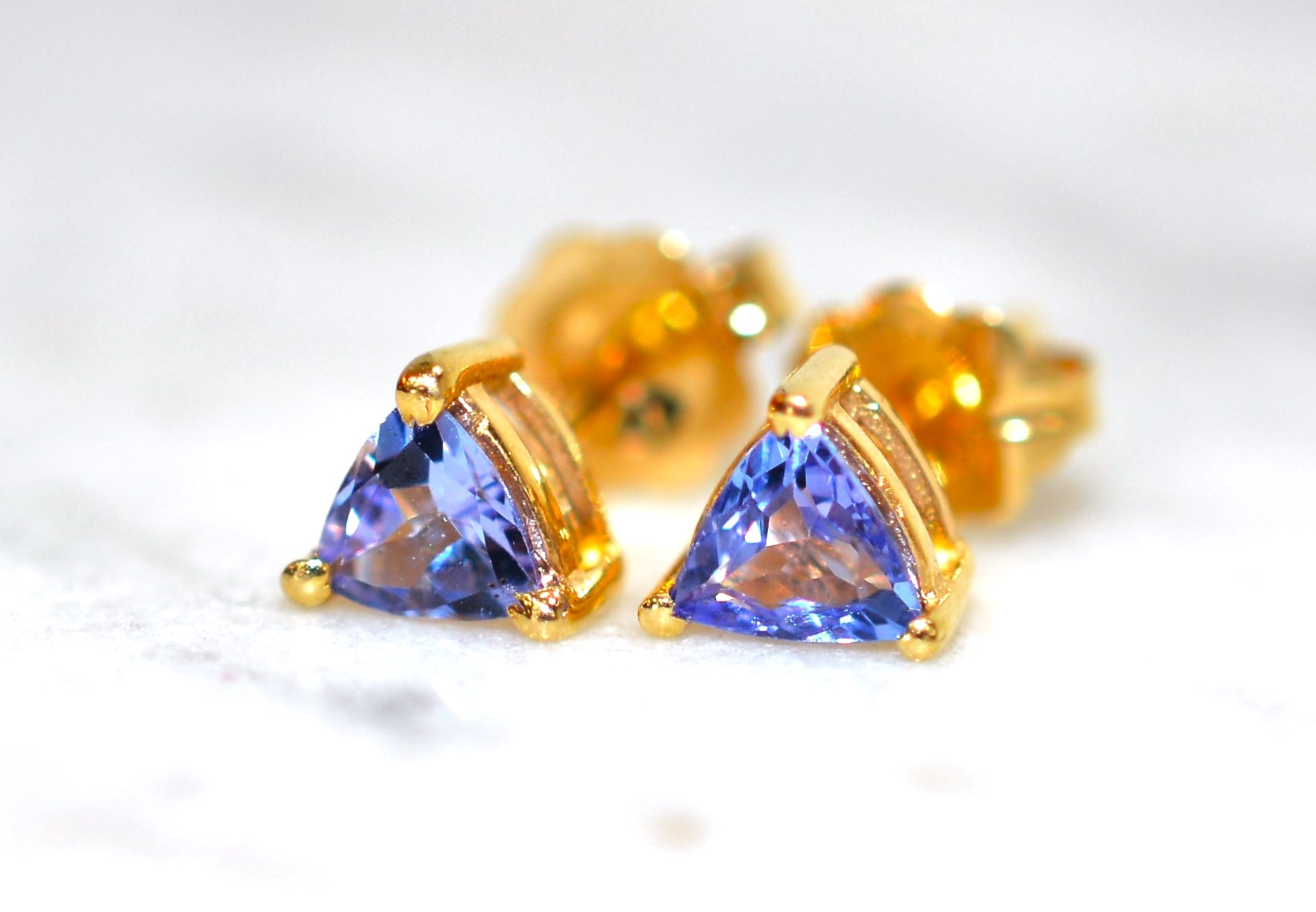 Natural Tanzanite Earrings 14K Solid Gold .40tcw Gemstone Earrings Birthstone Earrings Stud Earrings Solitaire Earrings Purple Earrings