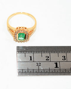 Natural Colombian Emerald & Diamond Ring 14K Solid Gold .93tcw Halo Ring Gemstone Ring May Birthstone Ring Emerald Ring Women's Ring Estate