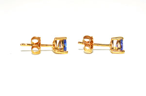 Natural Tanzanite Earrings 14K Solid Gold .40tcw Gemstone Earrings Birthstone Earrings Stud Earrings Solitaire Earrings Purple Earrings