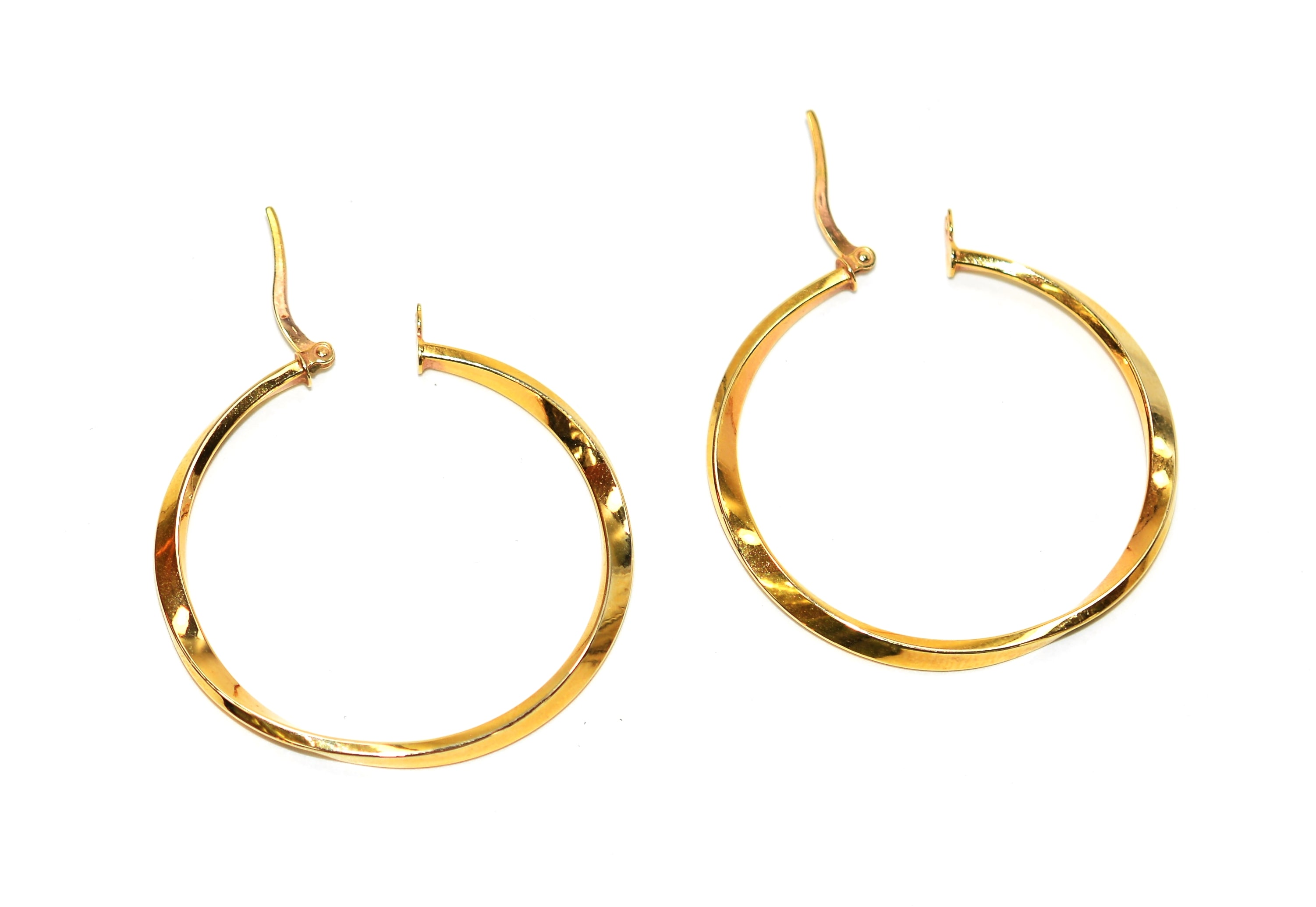 14K Solid Gold 2.50mm Hoop Earrings Gold Hoops Gold Earrings Twist Hoops Statement Earrings Vintage Earrings Estate Jewellery Estate Earrings