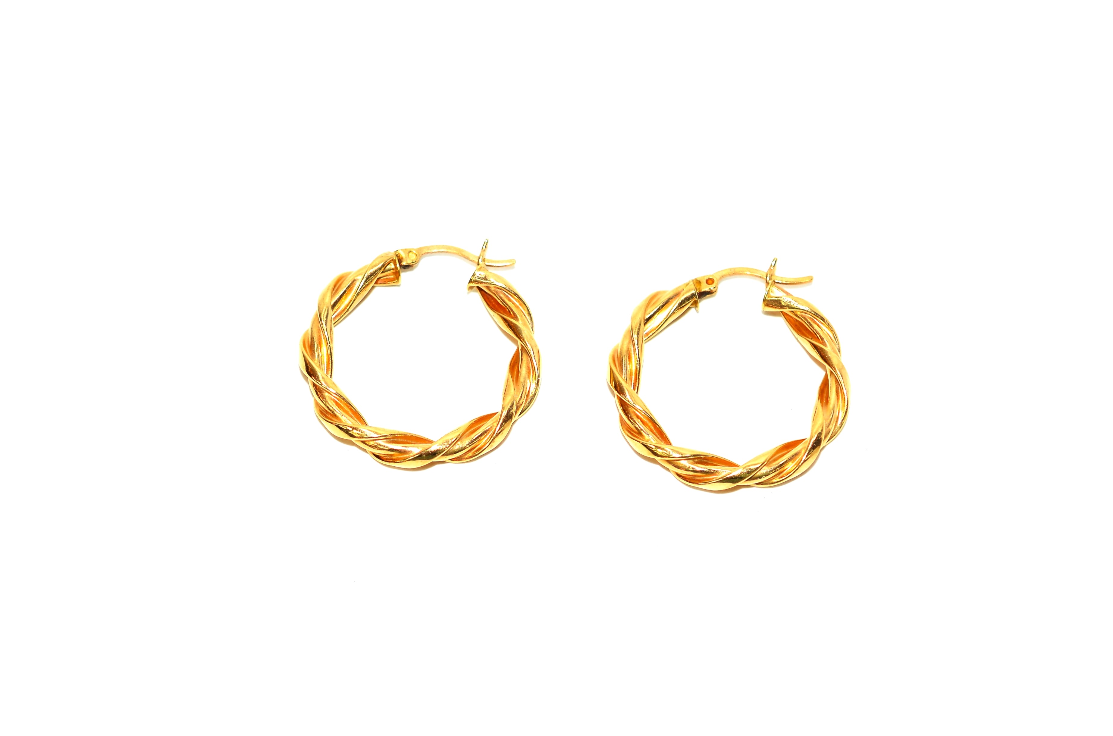 14K Solid Gold 4.25mm Hoop Earrings Gold Hoops Gold Earrings Chunky Hoops Twist Hoops Statement Earrings Vintage Earrings Estate Jewellery