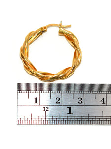 14K Solid Gold 4.25mm Hoop Earrings Gold Hoops Gold Earrings Chunky Hoops Twist Hoops Statement Earrings Vintage Earrings Estate Jewellery