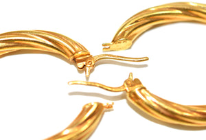 14K Solid Gold 4mm Hoop Earrings Gold Hoops Gold Earrings Chunky Hoops Elongated Hoops Statement Earrings Vintage Earrings Estate Jewellery