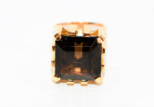 Natural Smoky Quartz Ring 10K Solid Gold 14.59ct Solitaire Ring Smoky Topaz Ring Statement Ring Cocktail Ring Ladies Ring Womens Estate Ring