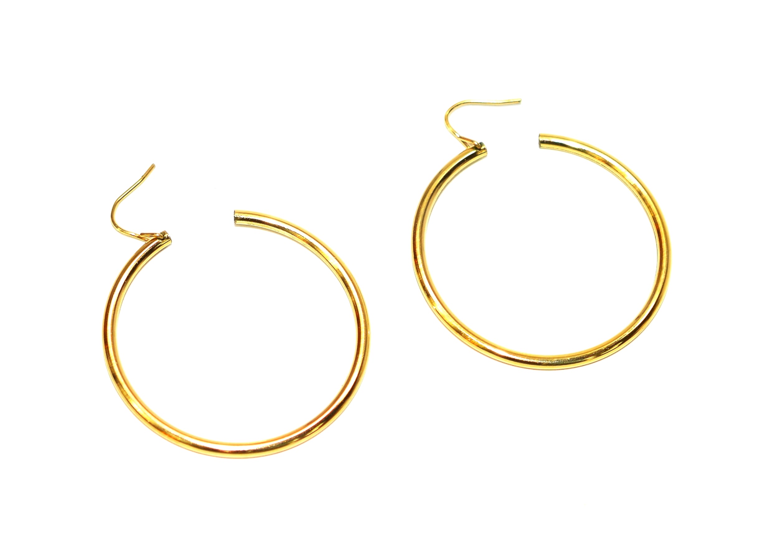 14K Solid Gold 28mm Hoop Earrings Gold Hoops Gold Earrings Shiny Hoops Polished Hoops Statement Earrings Vintage Earrings Estate Jewellery