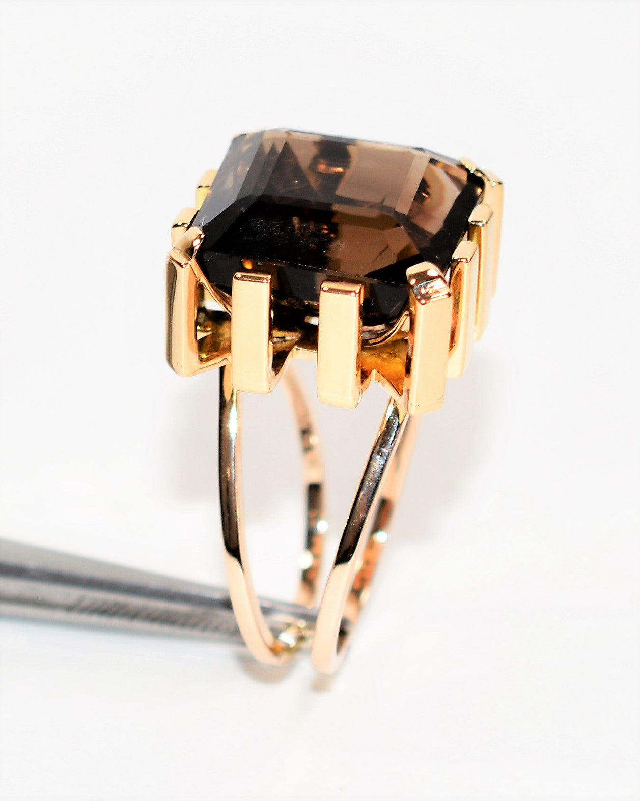 Natural Smoky Quartz Ring 10K Solid Gold 14.59ct Solitaire Ring Smoky Topaz Ring Statement Ring Cocktail Ring Ladies Ring Womens Estate Ring