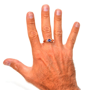 Natural Tanzanite & Onyx Ring 14K Solid Rose Gold 1.20tcw Men's Ring Gemstone Ring Birthstone Ring Cocktail Ring Estate Jewelry Fine Vintage Ring