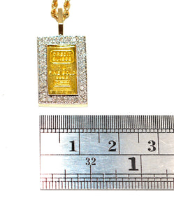 Credit Suisse 1g Gold Bar Coin Necklace 14K Solid Gold .32tcw Diamond Necklace Bullion Necklace Coin Necklace Coin Pendant Ingot Necklace