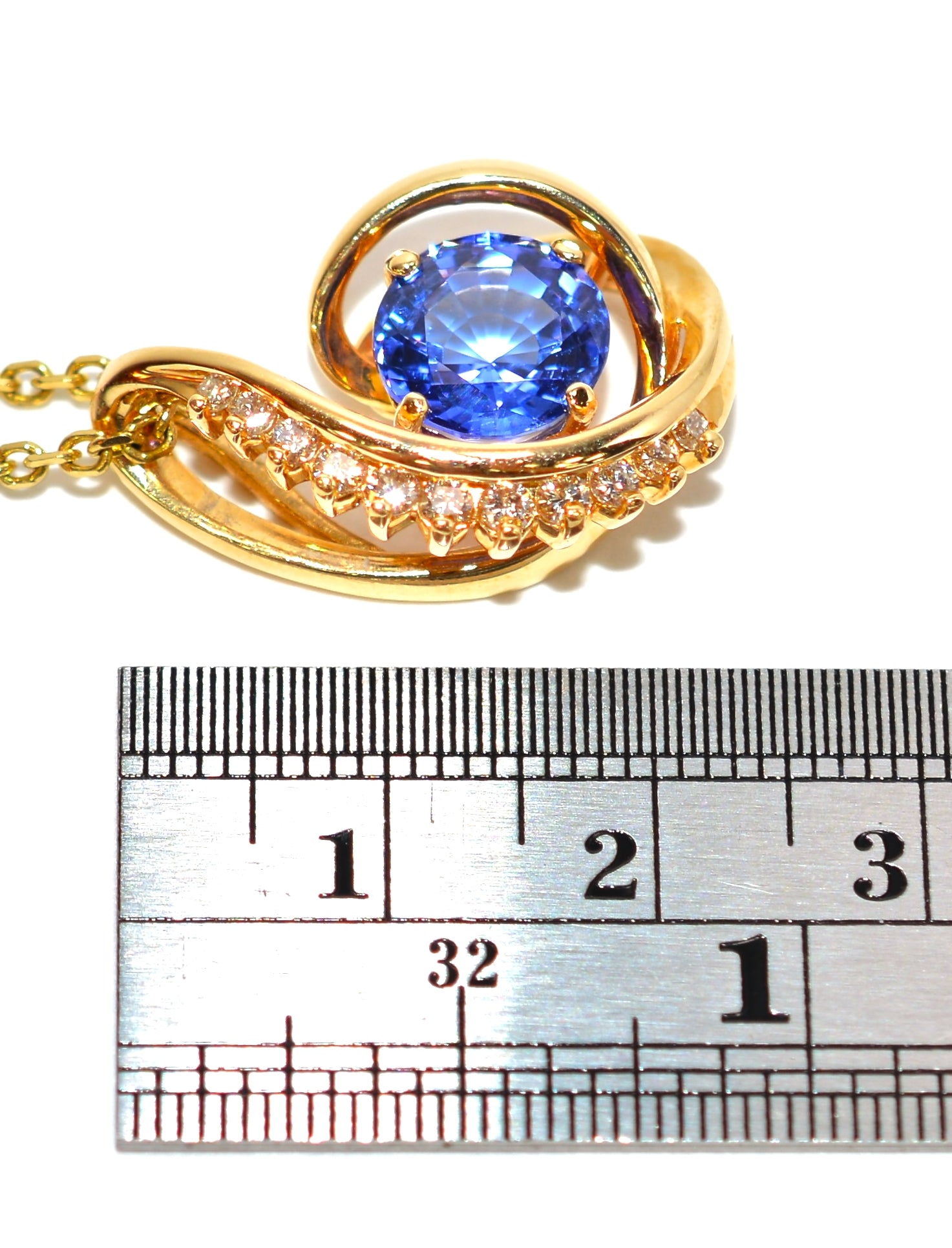 Natural D'Block Tanzanite & Diamond Necklace 14K Solid Gold 3.18tcw Tanzanite Necklace Designer Pendant Cocktail Necklace Statement Jewelry