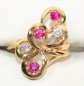 Natural Ruby & Diamond Ring 14K Solid Gold .70tcw Cocktail Ring Cluster Ring Gemstone Ring Ladies Ring Women’s Ring Vintage Jewelry Estate