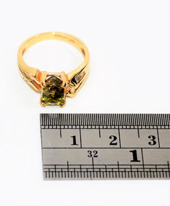 Natural Bi-Color Tourmaline & Diamond Ring 10K Solid Gold  1.79tcw Green Tourmaline Ring Gemstone Ring Jewellery Birthstone Ring Ladies Ring