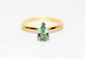 Natural Paraiba Tourmaline Ring 14K Solid Gold .62ct Solitaire Engagement Ring Gemstone Ring Bridal Jewelry Birthstone Ring Statement Ring