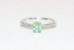 Natural Paraiba Tourmaline & Diamond Ring 14K White Gold .60tcw Gemstone Engagement Women's Ring Ladies Promise Ring Fine Estate Jewelry