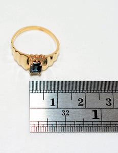 Natural Blue Sapphire & Diamond Ring 10K Solid Gold .74tcw Gemstone Ring Vintage Ring September Birthstone Ring Statement Ring Women's Ring