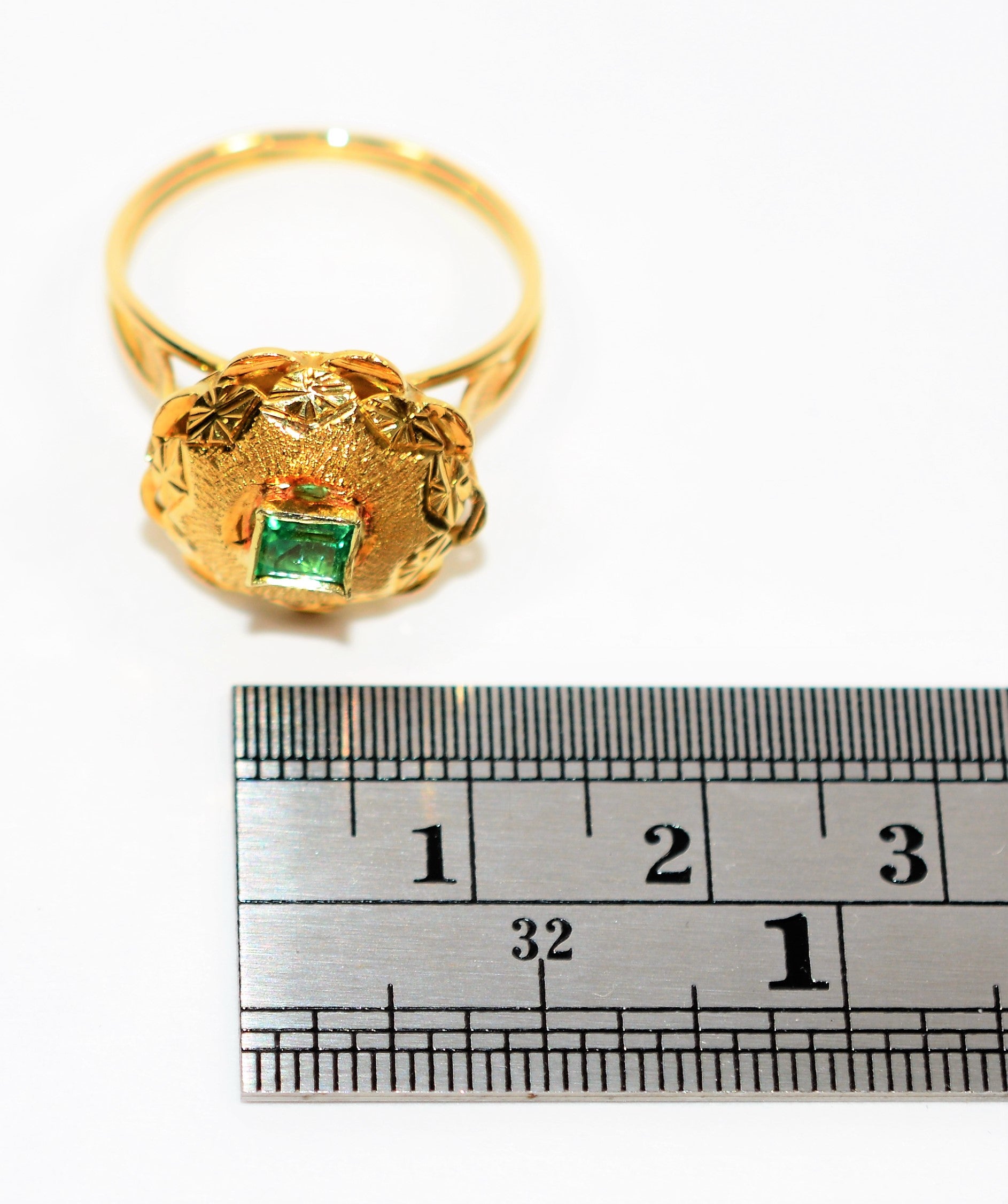 Natural Colombian Emerald Ring 18K Solid Gold .28ct Solitaire Ring Gemstone Ring Vintage Ring Estate Ring May Birthstone Ring Women’s Ring