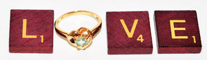 Natural Paraiba Tourmaline & Diamond Ring 10K Solid Gold .50tcw Gemstone Heart Women's Ring Estate Jewelry Jewellery