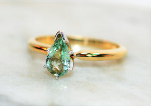 Natural Paraiba Tourmaline Ring 14K Solid Gold .62ct Solitaire Engagement Ring Gemstone Ring Bridal Jewelry Birthstone Ring Statement Ring