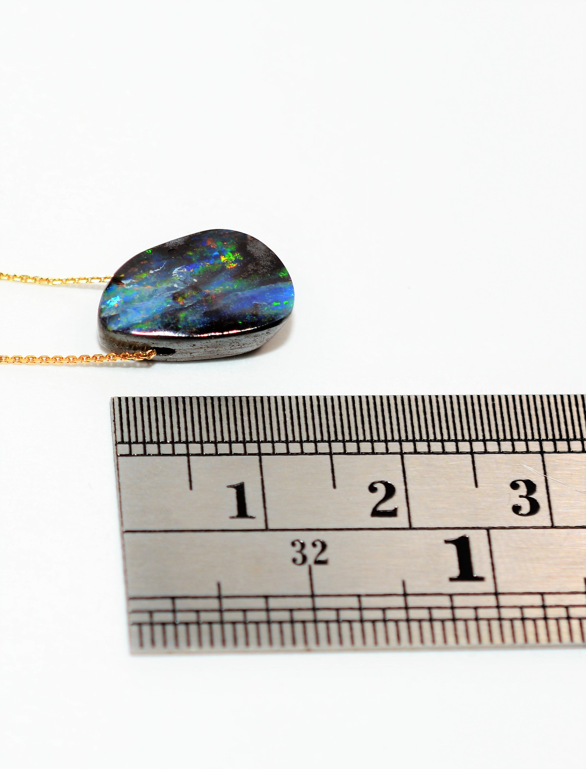 Natural Australian Boulder Opal Necklace 14K Solid Gold 9.93ct Pendant Necklace October Birthstone Necklace Fine Jewelry Women's Necklace
