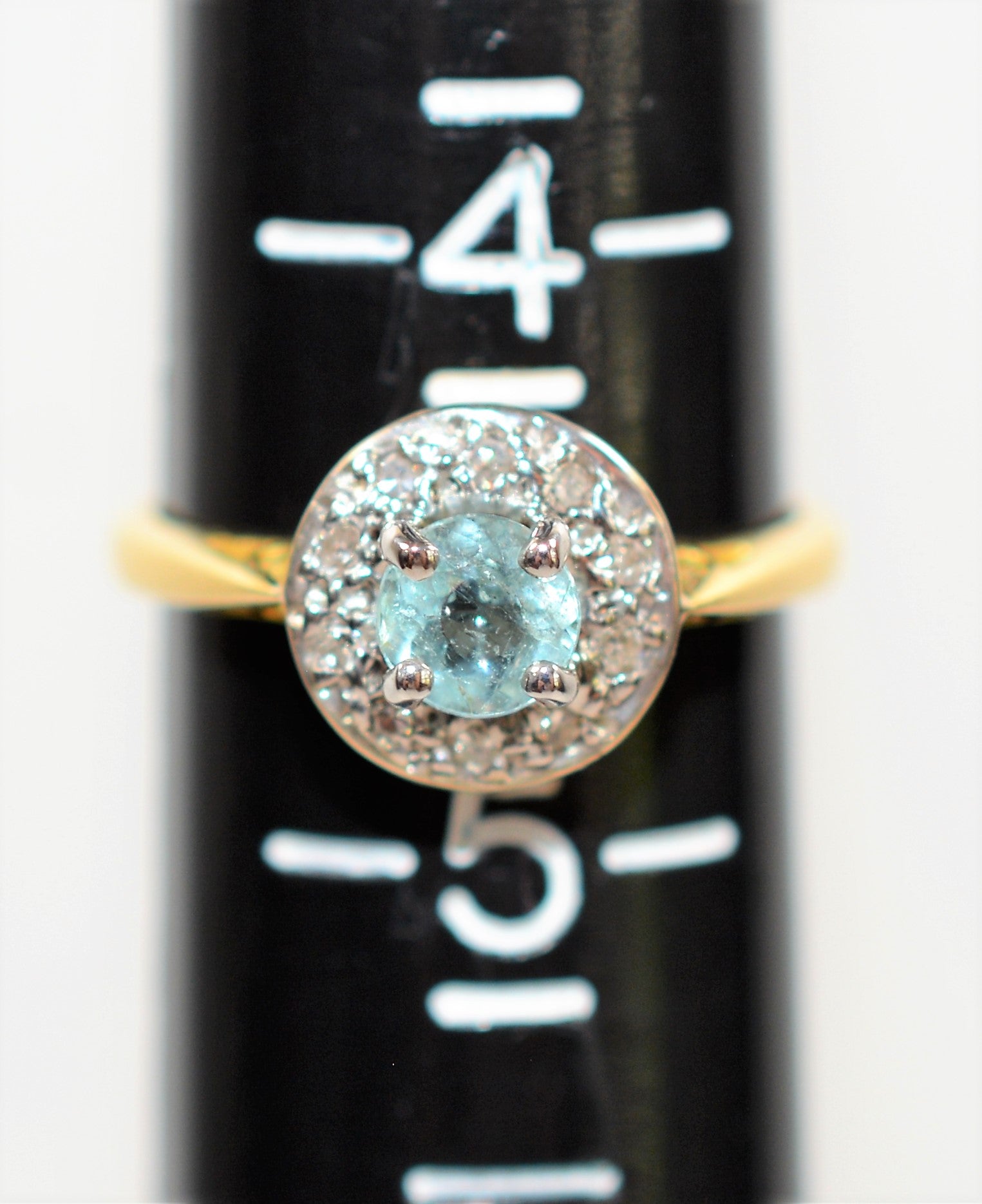 Natural Paraiba Tourmaline & Diamond Ring 18K Solid Gold .60tcw Gemstone Fine Halo Women’s Ring Ladies Ring Engagement Ring Estate Jewelry
