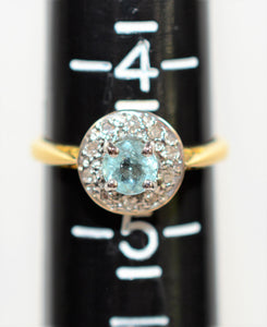 Natural Paraiba Tourmaline & Diamond Ring 18K Solid Gold .60tcw Gemstone Fine Halo Women’s Ring Ladies Ring Engagement Ring Estate Jewelry