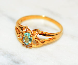 Natural Paraiba Tourmaline Ring 18K Solid Gold .33ct Solitaire Ring Women's Ring Butterfly Ring Gemstone Ring Birthstone Ring Fine Jewelry