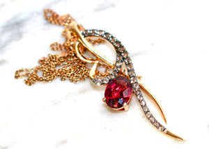 LeVian Natural Rubellite & Diamond Necklace 14K Solid Rose Gold 2.40tcw Rubellite Necklace Designer Necklace Cocktail Statement Necklace Red