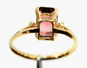 Natural Bi-Color Pink Tourmaline & Diamond Ring 10K Solid Gold 2.85tcw Engagement Ring Statement Ring Women's Ring Cocktail Ring Gemstone Ring