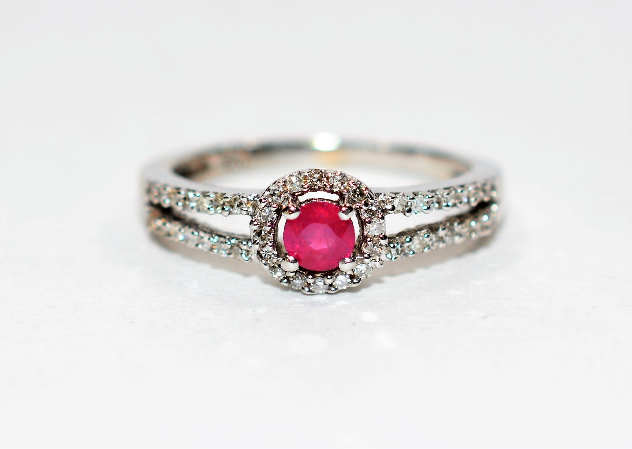 Natural Ruby & Diamond Ring 10K Solid White Gold .58tcw Ruby Ring Engagement Ring July Birthstone Ring Promise Ring Bridal Jewelry Red Ring